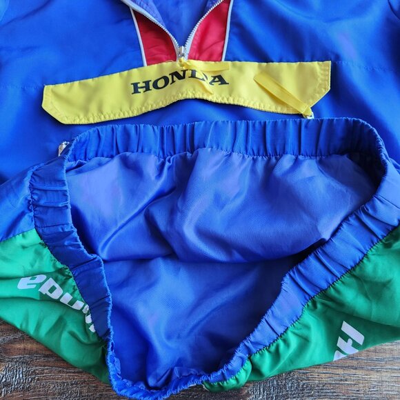 Honda Racing Colorblock Half-Zip Hooded Windbreaker Anorak Jacket Unisex - Picture 8 of 9